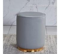 QHQQXN Round Leather Ottoman Footstool for Living Room and Bedroom Gray Vanity Stool with Shoe Change Function 36x43cm