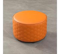QHQQXN Round Leather Ottoman Footstool for Living Room Kitchen Bedroom Orange 36x40cm