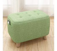 QHQQXN Round Pouffe Foot Stool - Upholstered Small Pouf Seat with Real Wood Legs Foot Rest for Home Office Stylish Accent Chair - Color A Size 42x25x27cm (17x10x11inch)