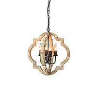 QHQQXN Rustic Industrial Pendant Lighting,E14 Adjustable Vintage Ceiling Lights Fixtures for Living Room Bedroom,Shabby Chic Wooden Chandelier Lighting-Vintage to Make Old Colors 40 * 43cm