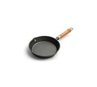 QHQQXN Saucepan Cast Iron Skillet Small Frying Pan Egg Omelet Pan with Drip-Spouts and Wooden Handle Pans(16cm)