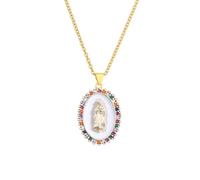 QHQQXN Señora de Guadalupe Cz Zirconia cúbica María Colgante Gota de Aceite Colorida Madre María para Mujeres Hombres niñas joyería de protección