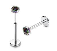 QHQQXN Sexy Outfit G23 Titanio Labret Studs 16G Sin Rosca Empuje en Labio Piercing CZ Stud Piercing Joyería para Tragus/Nariz/Hélice/Concha/Medusa/Labio/Labret - Pendiente de ílago Helix Tragus para