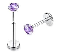 QHQQXN Sexy Outfit G23 Titanio Labret Studs 16G Sin Rosca Empuje en Labio Piercing CZ Stud Piercing Joyería para Tragus/Nariz/Hélice/Concha/Medusa/Labio/Labret - Pendiente de ílago Helix Tragus para