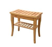 QHQQXN Shower Bench Stool with Storage Shelf and Non Slip Feet for Bathroom and Living Room Use