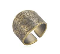 QHQQXN Siete Arcángeles Estilo Retro Salomón Estrella de Siete Puntas Círculo Mágico Anillo Protector de Acero Inoxidable de Bronce para Hombre, Accesorios de Moda, Regalos de Joyería (Tamaño 8,