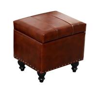 QHQQXN Small Rectangle with Storage - Leather Foot Stool & Wood Legs Versatile Footrest & Step Stool for Couch Office Living Room (Red A)