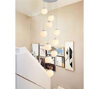 QHQQXN Spiral Staircase Chandelier Matte Light Shade Ceiling Balls Glass Bubble Lamp Large Pendant Light Fixtures for Living Room Hallway Duplex Hanging Lights 40×200CM,Included Light Bul