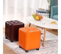 QHQQXN Square Foot Stool Faux Leather Padded Vanity Stool for Bedroom Compact Hand-Rivet ABS Plastic Feet Stylish Home Décor