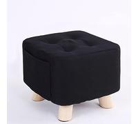 QHQQXN Square Foot Stool Ottoman Linen Shoe Change Rest Stool Small Footstool for Living Room and Bedroom Black 28x28x25cm