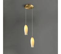 QHQQXN Stairs Chandelier Ceramics Ceiling Hanging Light Fixture, White Tulip Design Pendant Lighting Long Chandelier E14 Lighting Fixture for Foyer Staircase Living Room