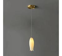 QHQQXN Stairs Chandelier Ceramics Ceiling Hanging Light Fixture, White Tulip Design Pendant Lighting Long Chandelier E14 Lighting Fixture for Foyer Staircase Living Room