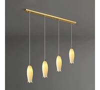 QHQQXN Stairs Chandelier Ceramics Ceiling Hanging Light Fixture, White Tulip Design Pendant Lighting Long Chandelier E14 Lighting Fixture for Foyer Staircase Living Room