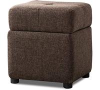 QHQQXN Storage Ottoman Cube Boxes Linen Fabric Foot Stools with Wooden Legs for Living Room and Bedroom Light Brown Color