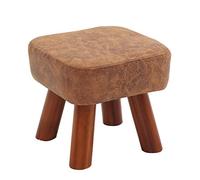 QHQQXN Stylish Faux Leather Foot Stool for Living Room & Bedroom Upholstered Pouffe Chair with Wooden Legs Versatile Shoe Change Stool - Lucky Star