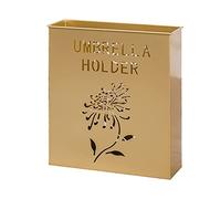 QHQQXN Umbrella Holder Metal Rectangular Umbrella Stand Holder Large-Capacity Umbrella with 2 Hooks Storage Rack for Umbrellas Perfect for Playground Bar (Color : White) (Gold