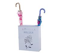 QHQQXN Umbrella Holder Metal Rectangular Umbrella Stand Holder Large-Capacity Umbrella with 2 Hooks Storage Rack for Umbrellas Perfect for Playground Bar (Color : White) (Whit