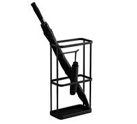 QHQQXN Umbrella Stand Nordic Style Hallway Umbrella Rack Black Metal Rectangle Standing Canes Stand Home Apartment Hotel Umbrella Holder with Drip Tray & Hook