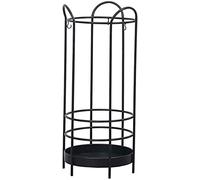 QHQQXN Umbrella Stand Racks Gold White Black Metal Holder Hollow Umbrella Storage with 3 Hooks and Drip Tray Drainage Rack For Home Cafes(Black)