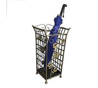 QHQQXN Umbrella Stand Racks Metal Retro Pattern Umbrella Bucket Cue Stick Shaft Cane Interior Decoration Storage Rack 4 Colors 22X22X52CM (Brass)