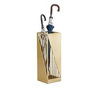 QHQQXN Umbrella Stand Square Hollow out Rack Nordic Style Entry Hallway Umbrella Holders with Drip Tray ＆ 3 Hooks for Home/Classroom/Hotel/Office (Color : Gold)