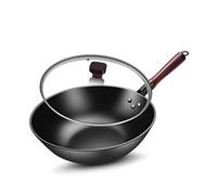 QHQQXN Uncoated Cooking Pot Household Cast Iron Gas Stove Induction Cooker General Flat Bottom Anti-Rust Non-Stick Pan with Handle a 34cm(A 30cm)