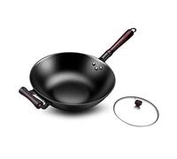 QHQQXN Uncoated Cooking Pot Household Cast Iron Gas Stove Induction Cooker General Flat Bottom Anti-Rust Non-Stick Pan with Handle a 34cm(B 34cm)