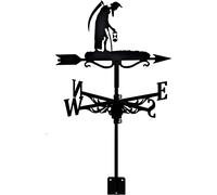QHQQXN Veleta Negra Veleta de Viento de Acero Inoxidable Retro Viejo Padre Tiempo Veleta Granja Jardín Patio Patio Adorno de Techo Decoración Veletas Indicador de dirección del Viento