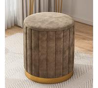 QHQQXN Velvet Round Ottoman Footrest Stool for Living Room and Bedroom Small Brown Upholstered Footstool