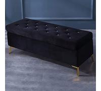 QHQQXN Velvet Shoe Storage Bench - Upholstered Foot Stool with Lift Top Stylish Entryway & Bedroom nizer - Black 90x42x45cm