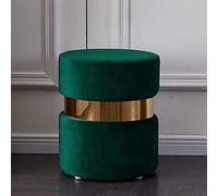 QHQQXN Velvet Stool Round Foot Rest with Gold Trim Comfortable Upholstered Vanity Stool Thicken Red Wine Color 36x45cm (14x18inch)