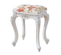 QHQQXN Velvet Vanity Stool with ABS Plastic Steel Legs for Bedroom and Living Room Decor (Safflower Paint Silver)