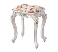 QHQQXN Velvet Vanity Stool with ABS Plastic Steel Legs for Bedroom and Living Room Safflower Color Paint Gold Finish