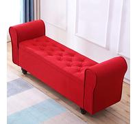 QHQQXN Vintage Upholstered Storage Ottoman Bench with Large Capacity Red 39x16x16inch