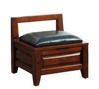 QHQQXN Vintage Wooden Footstool with Storage & Backrest - Compact Shoe Changing Stool for Under Desk Footrest & Foot Support - 16x14.6x16 Inch Perfect for Small Spaces