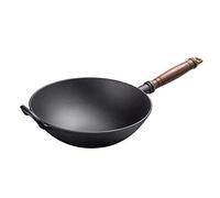 QHQQXN Wok Cast Iron Uncoated Non-Stick Pan Anti-scalding Single Handle is Not Easy to Rust Home Cooking Pot Gas 26cm A