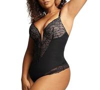 QHQQXN Women V Neck Lace Bodysuit Tummy Control Thong Shapewear Body Shaper Tops Built in Bra Leotard Underwear