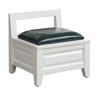 QHQQXN Wooden Footstool with Backrest - Vintage Storage Stool & Footrest for Under Desk - 16x14.6x16 Inch Shoe Changing Stool & Foot Rest for Home & Office