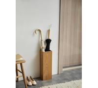 QHQQXN Wooden Hallway Umbrella Stand Rack with Drip Tray for Home and Living Room Organization Solid Wood Color Ideal for Bank Museums Supermarkets and Movie Theaters