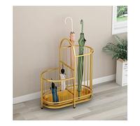 QHQQXN Wrought Iron Umbrella Stand Rack with Large Capacity and for Hallway Entrance Indoor Home Decor Organizer in Gold (50X27X55CM)