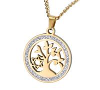 QHQQXN y Hombres, de David Cubic Zirconia Plata de Ley 925 Hexagrama Redondo Hueco Colgante Estrella Judía para Mujeres, Collar con
