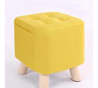 QHQQXN Yellow Linen Foot Stool Ottoman for Living Room and Bedroom Small Square Rest Stool for Shoe Changing 28x28x31cm