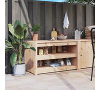 Qhsynaptor Armario de cocina para exteriores MEPPEL de madera maciza de pino 106 x 55 x 64 cm, armario auxiliar modular con espacio de almacenamiento, adecuado para vajilla, almacenamiento, encimera y