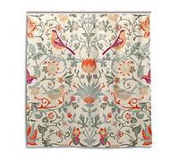 qhtqtt Cortina De Ducha De Poliéster Impermeable William Morris Patrón De Flores Cortina De Baño para Tela De Baño Cortinas Decorativas para El Hogar 180X180Cm A