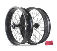 QHYRZE 20/24/26'' X 4,0-4,9" Juego De Ruedas Fat Bike Trasera Delantera Freno De Disco 36H Llanta Bicicleta Ebike Snow Bike 135mm/195mm Buje De Eje Sólido para Rueda Libre Giratoria 6/7/8/9/10s(26'')