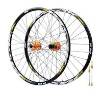 QHYRZE 26" 27,5" 29" Juego De Ruedas Bicicleta De Montaña Freno De Disco Rueda MTB Ultraligeras Llanta De Aleación De Aluminio 32H Delantera 100mm Trasera 135mm QR, para Cassette 7-12s(Gold,26'')