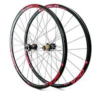 QHYRZE 700C Juego De Ruedas Bicicleta De Carretera Gravel Llanta 24H Freno De Disco Rueda Eje Pasante Delantera 100mm Trasera 142mm Buje Recto 360 Clics, para Cassette 7-12s(700c Red A)