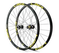 QHYRZE 700C Juego De Ruedas Bicicleta De Carretera Gravel Llanta 24H Freno De Disco Rueda Eje Pasante Delantera 100mm Trasera 142mm Buje Recto 360 Clics, para Cassette 7-12s(700c Gold)