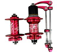 QHYRZE Bicycle Hubs MTB Disc Brake Hub 24 28 32 H 5 Rodamientos Sellados Liberación Rápida Front 100mm Rear 135mm MTB Hub Hubs for 7 8 9 10 11 12 Velocidades(Red 32H)