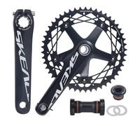 QHYRZE Bielas De Bicicleta De Pista De Piñón Fijo 165mm Bielas Integradas Huecas 48T/49T Bielas De Un Solo Plato 10/11 Velocidades, con BB(Black,49T)